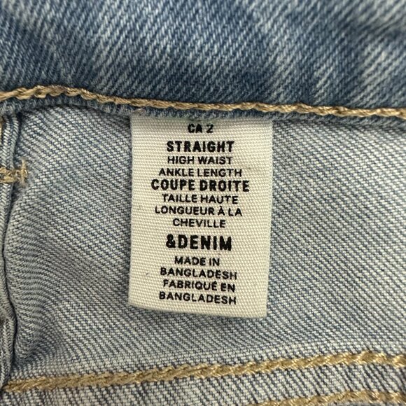 &Denim Straight High Waist Ankle Women's size 2 Medium Wash Blue Denim Jeans - Picture 3 of 5